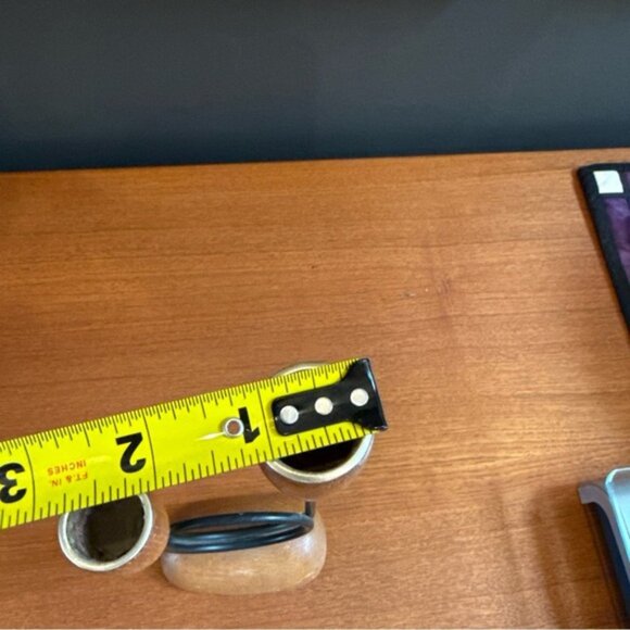 Giftcraft Vintage Teak and Iron Candle Holders 9H - Picture 4 of 10